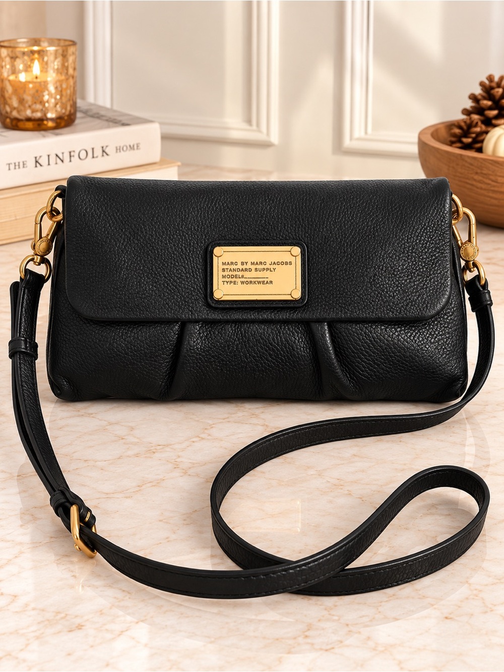Marc Jacobs Black Pebbled Leather Crossbody